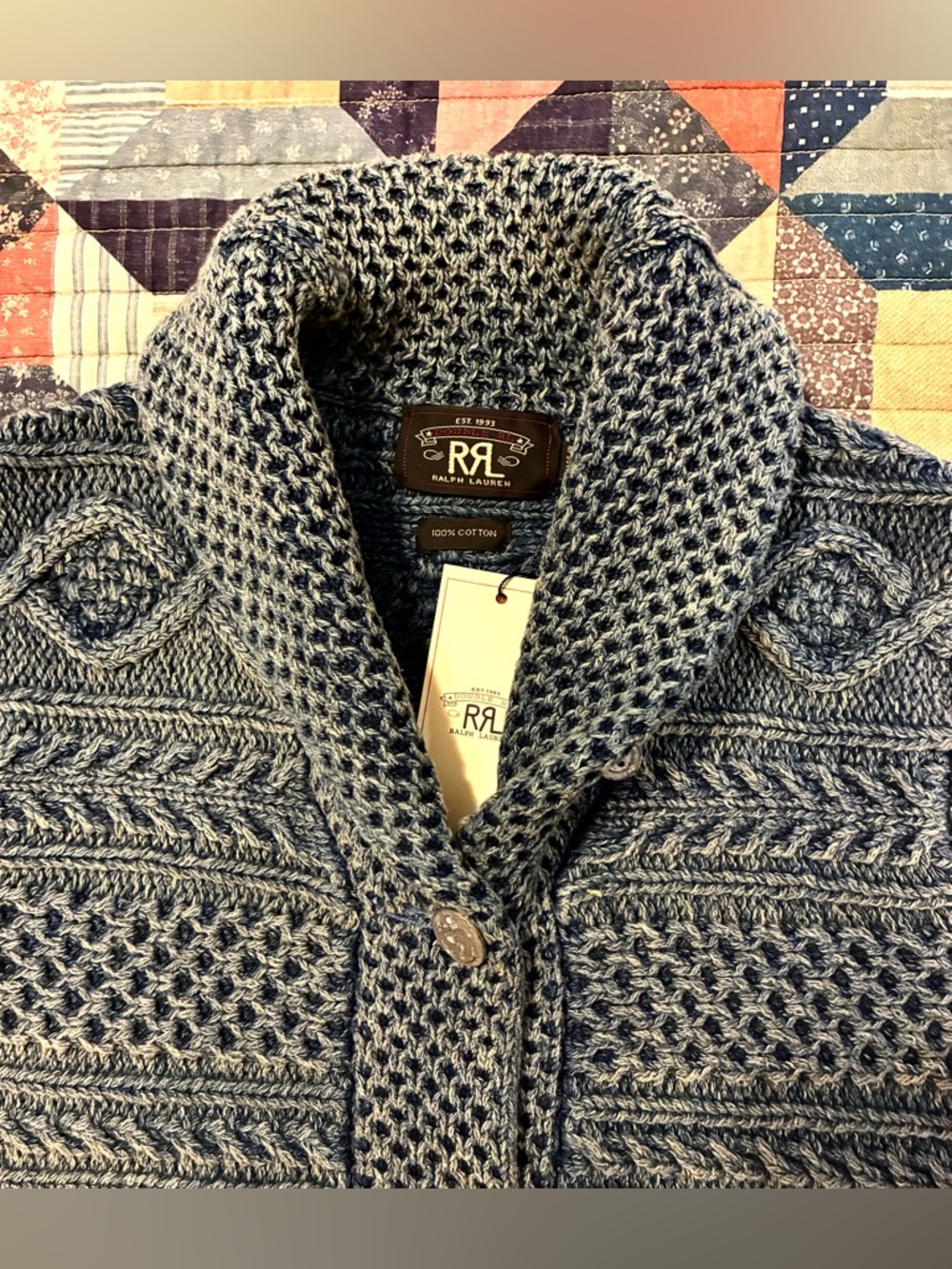 DOUBLE RL RALPH LAUREN RRL INDIGO COTTON SWEATER- WOMEN’S SIZE 2 - Picture 7 of 11